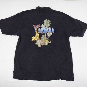 Tommy Bahama Embroidered Silk Camp Shirt Men's Large Calypso Heat Short Sleeve